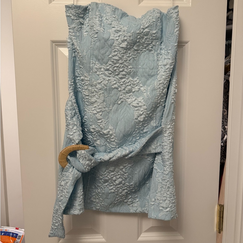 Chic Strapless Light Blue Dress